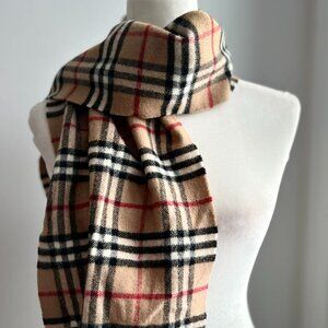 Camel Heritage Plaid Extrafine Pure Merino Wool Men's Long Scarf - Made in Italy